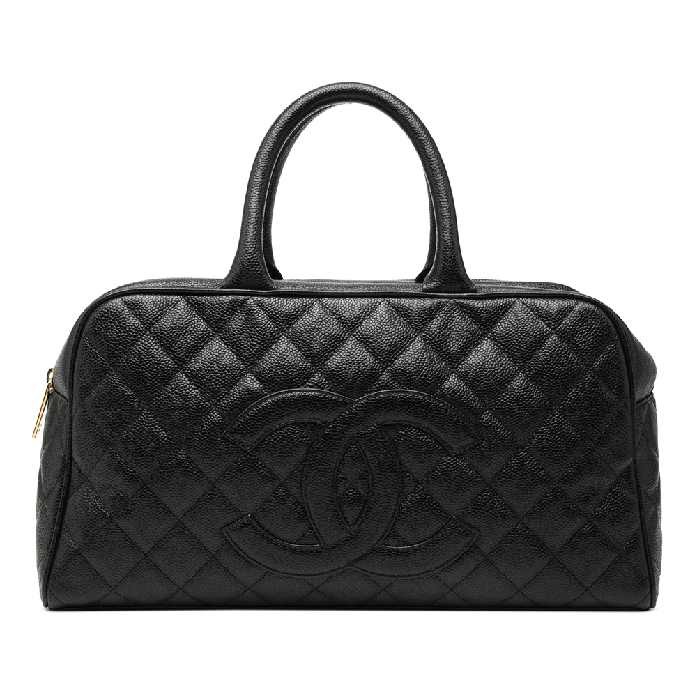 Pre-Loved Chanel Large CC Quilted Caviar Bowler Bag